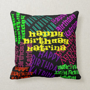 Coussin d'anniversaire coloré et heureux Personnal