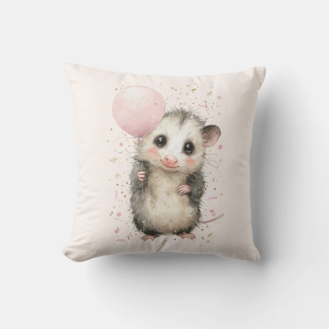 Coussin d'anniversaire d'opossum • Décoration d'an (Recto)
