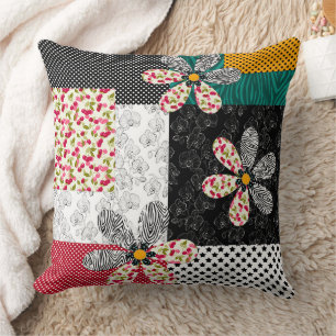 Coussin Dans couleurs multicolores motif rustique patchwor