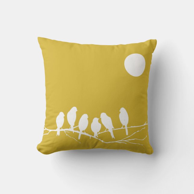 Coussin dans la copie d'oiseau de jaune de freesia (Recto)