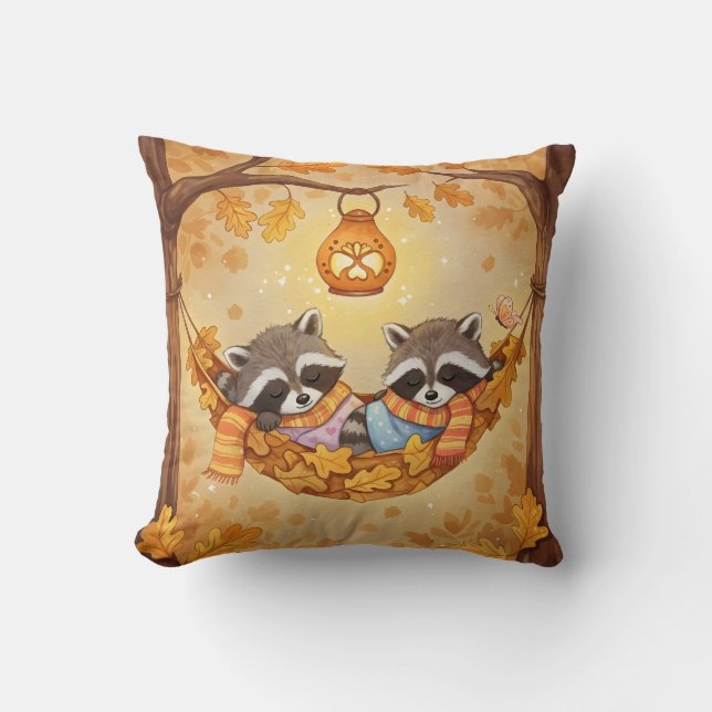 Coussin Dans le hamac, les Raccoons (Recto)