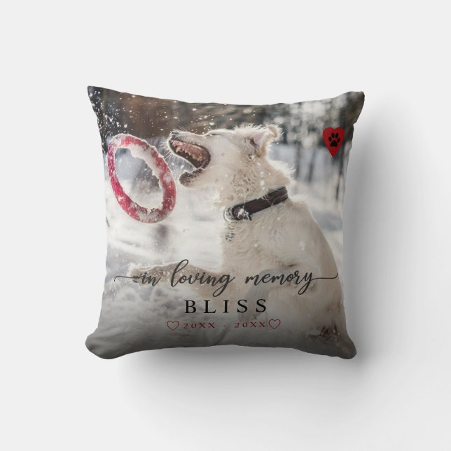 Coussin Dans Loving Memory Pet Photo Paw Print Monogram (Recto)
