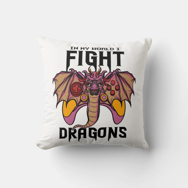 Coussin Dans Mon Monde, Je Lutte Contre Les Dragons (Recto)