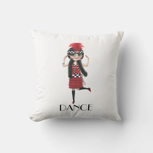 Coussin Danse 1920s Costume Big Eye Flapper Girl (Recto)