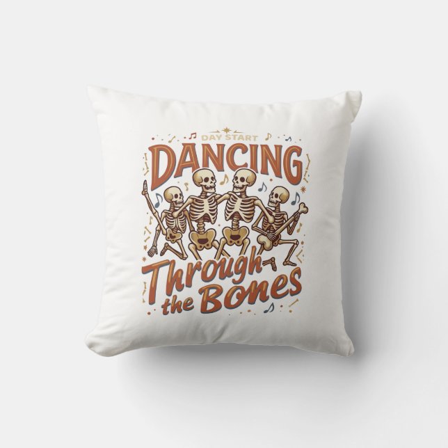 Coussin Danse à travers les squelettes d'Halloween musique (Recto)