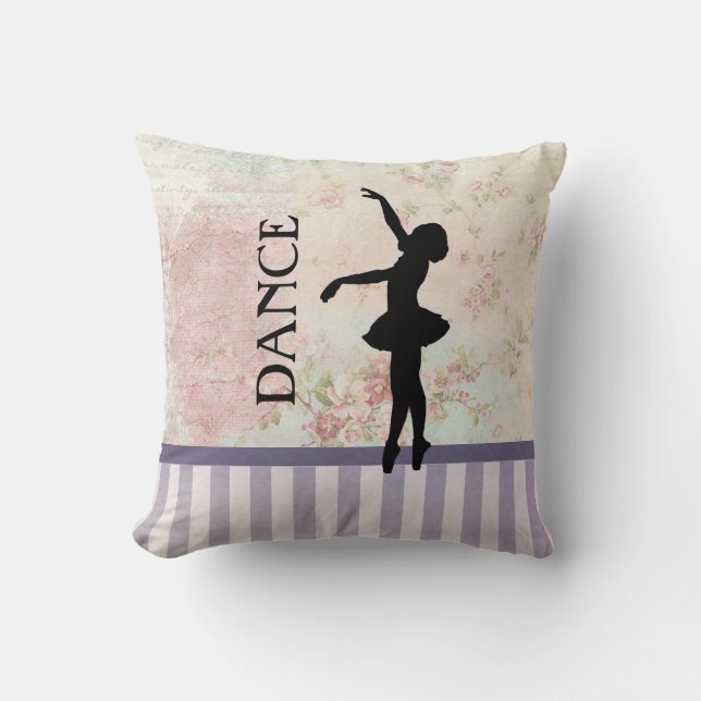 Coussin Danse - Ballerina Silhouette sur Arrière - plan Vi (Recto)