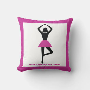 Coussin Danse ballerine noir, couleur rose chaud