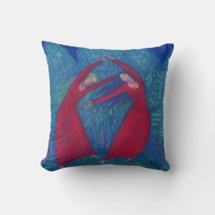 Coussin Danse des sorcières, peinture pastel, art imaginai