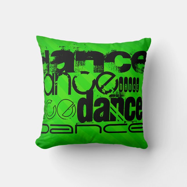 Coussin Danse ; Grandes Têtes Vert Néon (Recto)