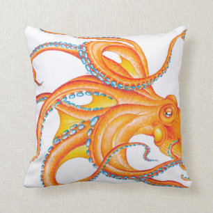 Coussin Danse orangée rouge octopus Ink