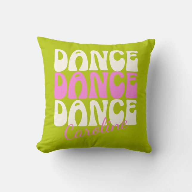 Coussin Danse Retro Typographie rose et vert Personnalisé (Recto)