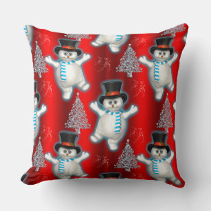 Coussin Danse Snowman Noël Rouge