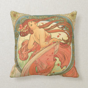 Coussin Danse vintage par Alphonse Mucha