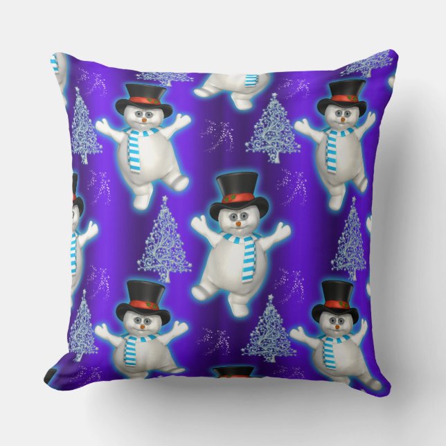 Coussin Danser Snowman Christmas Blue (Recto)
