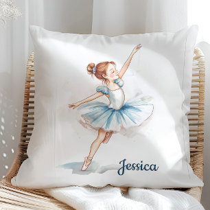 Coussin Danseur Ballerina à l'aquarelle bleue