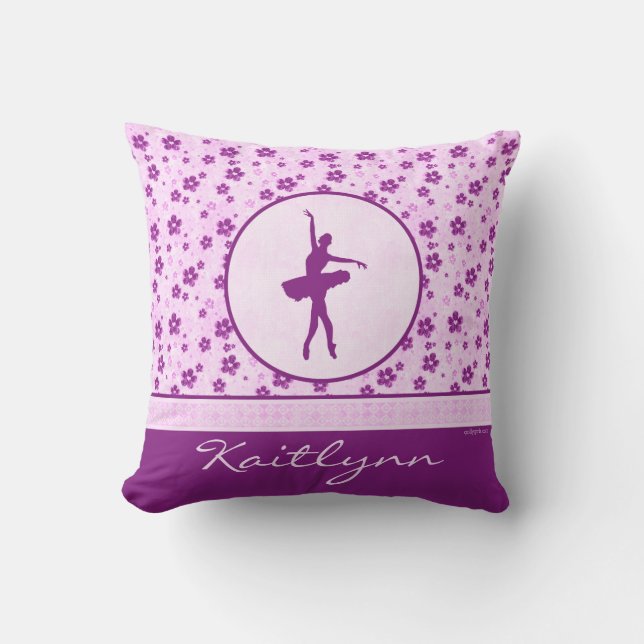 Coussin Danseur classique personnalisé Purple Heart floral (Recto)