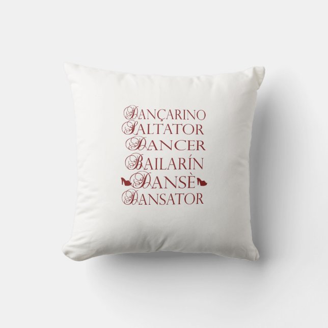 Coussin Danseur en plusieurs langues Roumain Portugais (Recto)