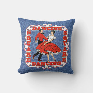 Coussin Danseurs Carrés De Danse De Pays En Rouge Faux Den