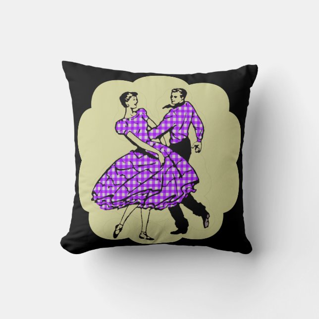 Coussin Danseurs Carrés De Danse De Pays En Violet (Recto)