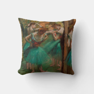Coussin Danseurs de ballet rose et vert   Edgar Degas