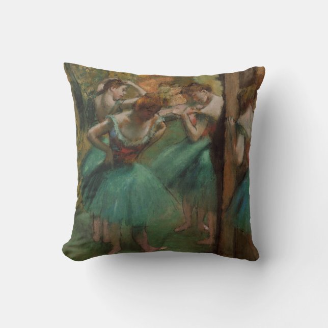 Coussin Danseurs de ballet rose et vert | Edgar Degas (Recto)