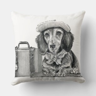 Coussin Dapper dachshund prêt à l'aventure