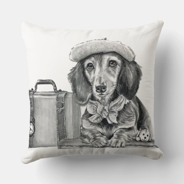 Coussin Dapper dachshund prêt à l'aventure (Verso)