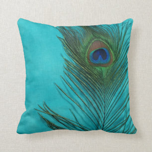 Coussin D'Aqua de paon de plume toujours la vie