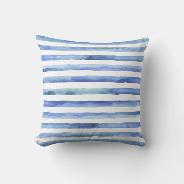 Coussin d'aquarelle bleu et blanc (Recto)
