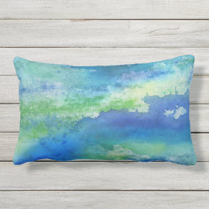 Coussin d'aquarelle bleu vert