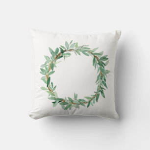 Coussin d'aquarelle de branche d'olivier
