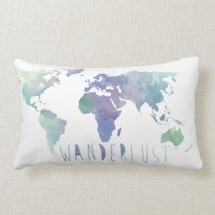 Coussin d'aquarelle d'envie de voyager