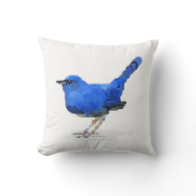 Coussin d'aquarelle d'oiseau bleu