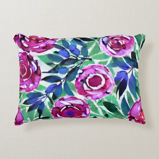 Coussin d'aquarelle fleurie (Devant)