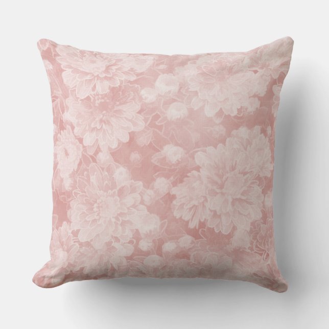 Coussin d'aquarelle florale de pêche/pinte chic (Recto)