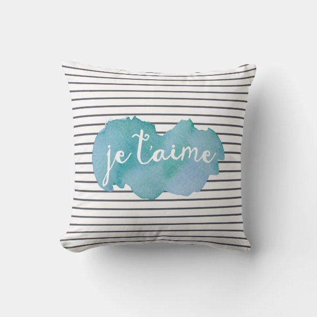 Coussin d'aquarelle graphique Je T'aime (Recto)