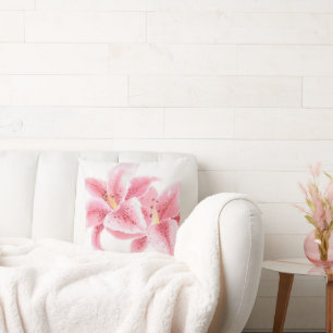 Coussin d'aquarelle Stargazer Lilies