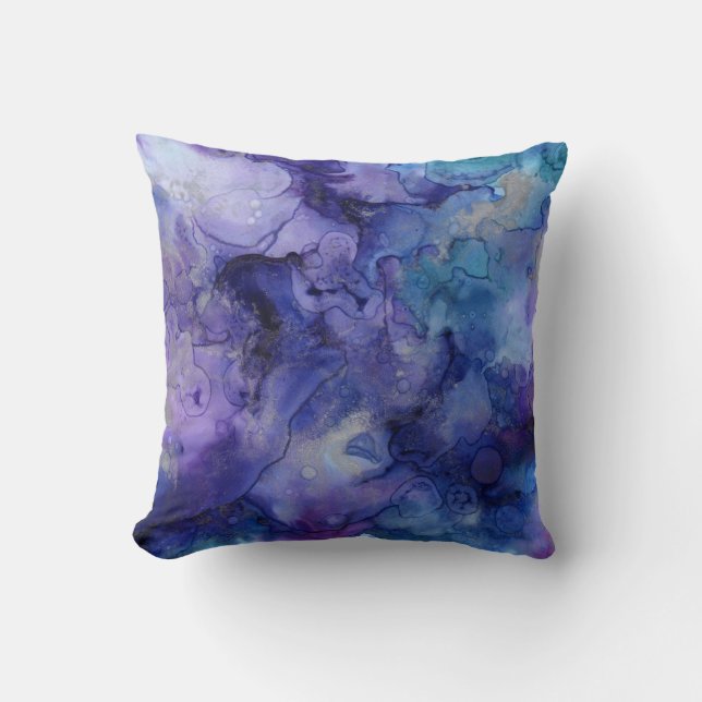 Coussin d'aquarelle violet et bleu (Recto)