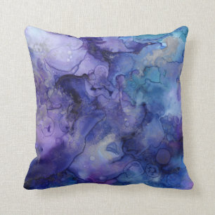 Coussin d'aquarelle violet et bleu