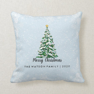 Coussin d'arbre de Joyeux Noël de Milou bleu-clai