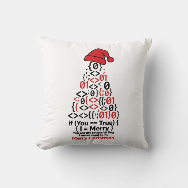 Coussin d'arbre de Noël codant - Cadeau romantique (Recto)