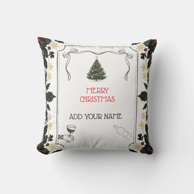 Coussin d'arbre de Noël pour amateur de vin person (Recto)