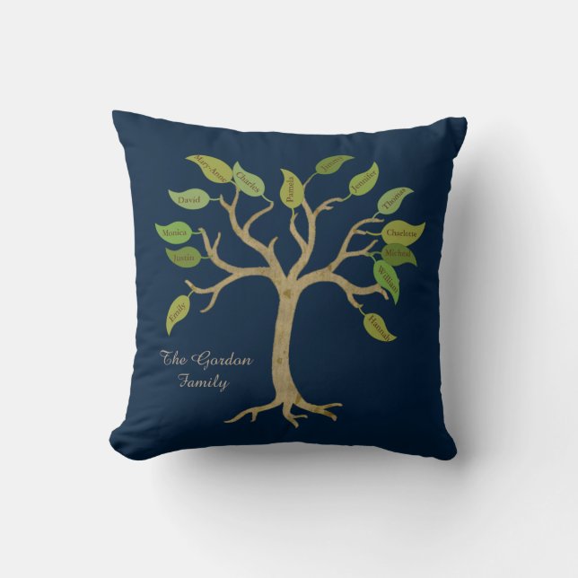 Coussin d'arbre familial personnalisé élégant (Recto)