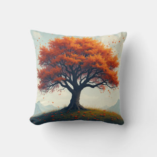 coussin d'arbre rouge d'automne