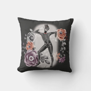 Coussin Dark Academia Gothique Floral Squelette Halloween