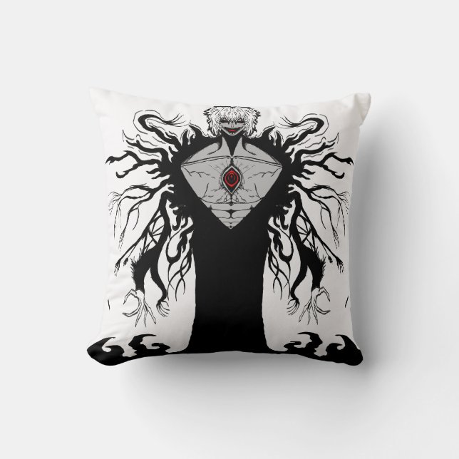 Coussin Dark Anime Fantasy Crow and Demon Art (Recto)