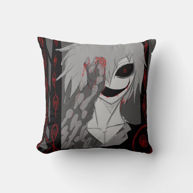 Coussin Dark Anime Fantasy Crow and Demon Art (Recto)
