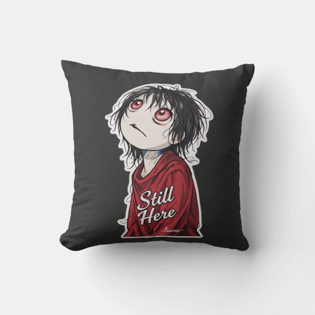 Coussin Dark Anime  "Still Here" Aesthetic Gothic Illustra (Recto)