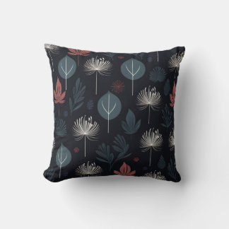 Coussin Dark Botanical Seamless Pattern Abstract Leaf Pill