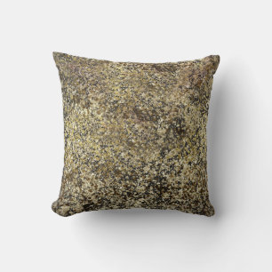 Coussin Dark Gold Glitter Crackle Moderne Chic Glam Sparkl